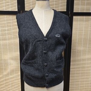 Mens Charcoal Gray Button-Up Vest